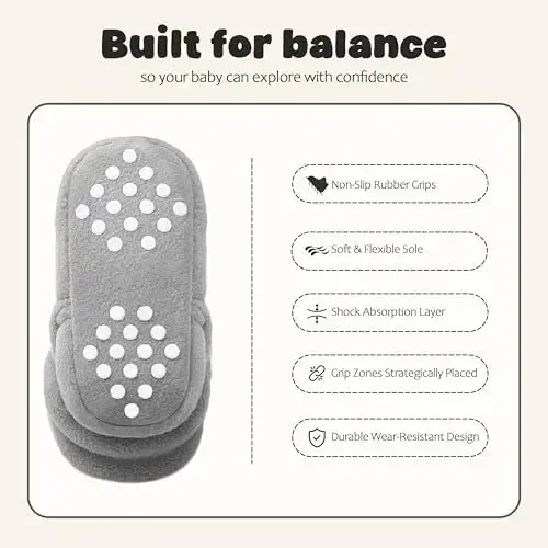 Bufims Baby Fleece Booties Newborn Unisex Booties Non-Slip Newborn Infant First Walkers Warm Shoes House Slippers for Baby Boys & Baby Girls Toddlers - 4