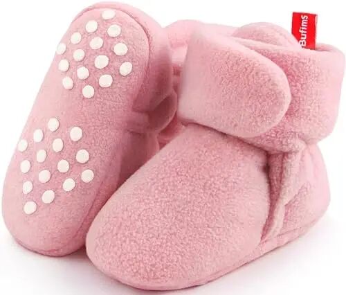Bufims Baby Fleece Booties Newborn Unisex Booties Non-Slip Newborn Infant First Walkers Warm Shoes House Slippers for Baby Boys & Baby Girls Toddlers - 1