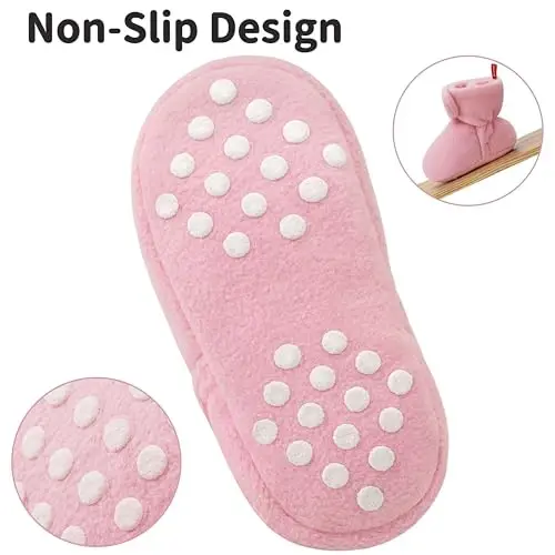 Bufims Baby Fleece Booties Newborn Unisex Booties Non-Slip Newborn Infant First Walkers Warm Shoes House Slippers for Baby Boys & Baby Girls Toddlers - 2