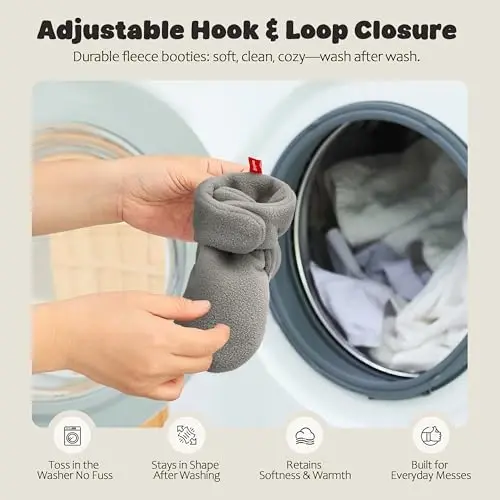 Bufims Baby Fleece Booties Yangi tug'ilgan chaqaloqlar uchun uniseks etiklar, sirpanmaydigan yangi tug'ilgan chaqaloqlar uchun birinchi qadamlar, iliq poyabzal, o'g'il va qiz bolalar uchun uy shippaklari - 5
