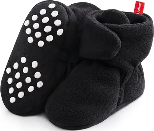 Bufims Baby Fleece Booties Newborn Unisex Booties Non-Slip Newborn Infant First Walkers Warm Shoes House Slippers for Baby Boys & Baby Girls Toddlers - 1