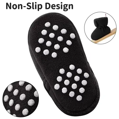 Bufims Baby Fleece Booties Newborn Unisex Booties Non-Slip Newborn Infant First Walkers Warm Shoes House Slippers for Baby Boys & Baby Girls Toddlers - 3