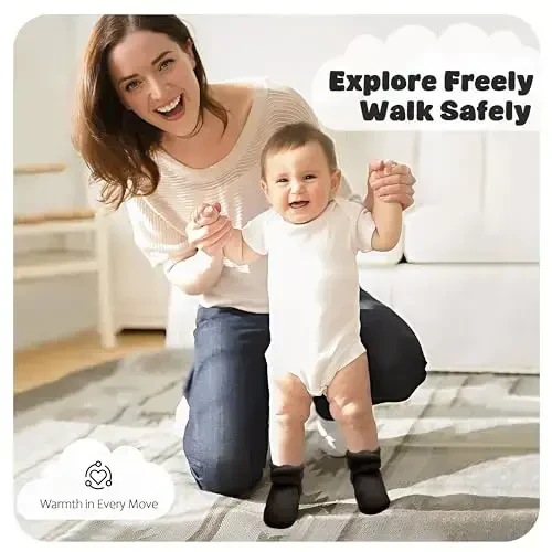 Bufims Baby Fleece Booties Newborn Unisex Booties Non-Slip Newborn Infant First Walkers Warm Shoes House Slippers for Baby Boys & Baby Girls Toddlers - 2