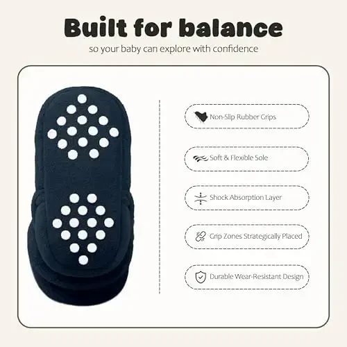 Bufims Baby Fleece Booties Newborn Unisex Booties Non-Slip Newborn Infant First Walkers Warm Shoes House Slippers for Baby Boys & Baby Girls Toddlers - 5