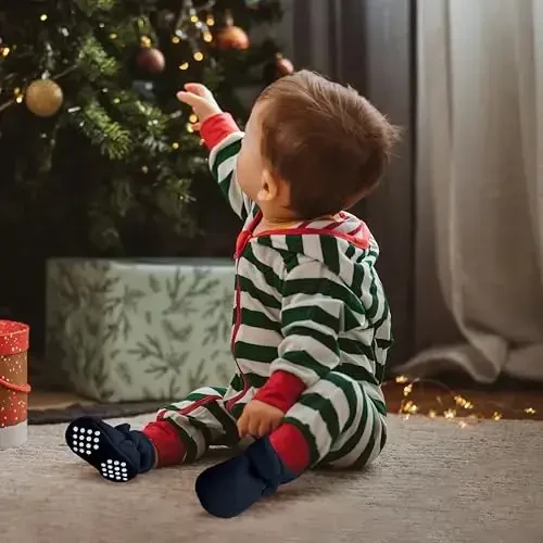 Bufims Baby Fleece Booties Newborn Unisex Booties Non-Slip Newborn Infant First Walkers Warm Shoes House Slippers for Baby Boys & Baby Girls Toddlers - 7