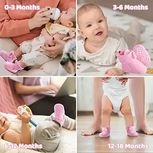 Bufims Baby Fleece Booties Newborn Unisex Booties Non-Slip Newborn Infant First Walkers Warm Shoes House Slippers for Baby Boys & Baby Girls Toddlers - 1