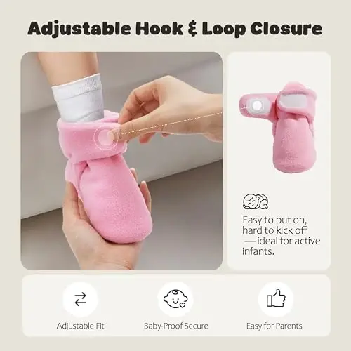 Bufims Baby Fleece Booties Newborn Unisex Booties Non-Slip Newborn Infant First Walkers Warm Shoes House Slippers for Baby Boys & Baby Girls Toddlers - 3