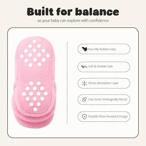 Bufims Baby Fleece Booties Newborn Unisex Booties Non-Slip Newborn Infant First Walkers Warm Shoes House Slippers for Baby Boys & Baby Girls Toddlers - 4