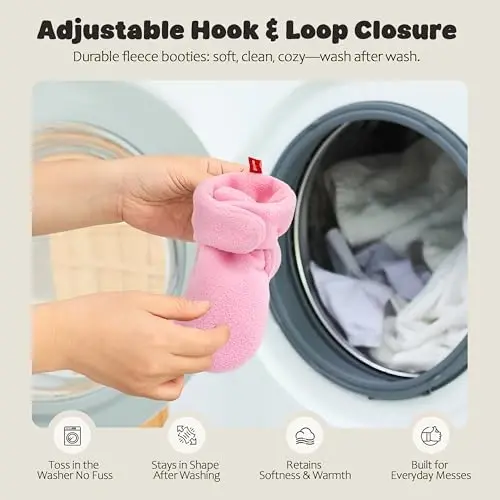 Bufims Baby Fleece Booties Newborn Unisex Booties Non-Slip Newborn Infant First Walkers Warm Shoes House Slippers for Baby Boys & Baby Girls Toddlers - 5