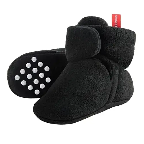 Bufims Baby Fleece Booties Newborn Unisex Booties Non-Slip Newborn Infant First Walkers Warm Shoes House Slippers for Baby Boys & Baby Girls Toddlers - 1