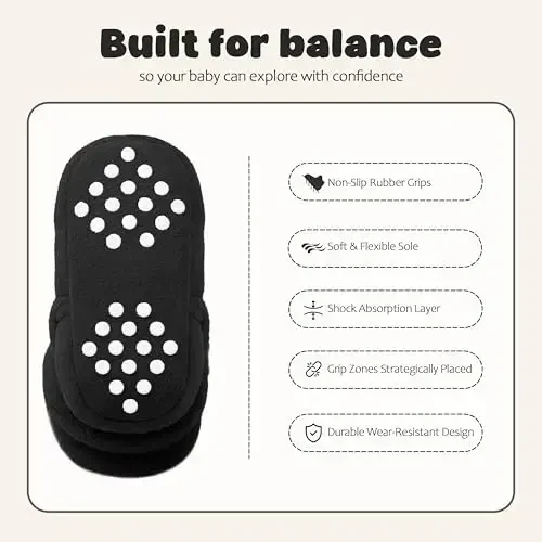 Bufims Baby Fleece Booties Newborn Unisex Booties Non-Slip Newborn Infant First Walkers Warm Shoes House Slippers for Baby Boys & Baby Girls Toddlers - 4