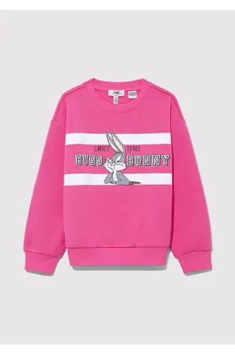 Bugs Bunny Baskılı Pembe Sweatshirt 7S10072-71095 - Pembe-71095 - MAVI (1)
