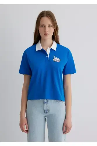 Bugs Bunny bosilgan to‘q ko‘k futbolka, regular fit / N - 14