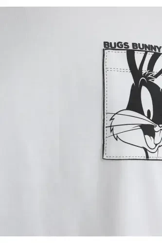 Bugs Bunny Printed White T-Shirt Crop Top - 6