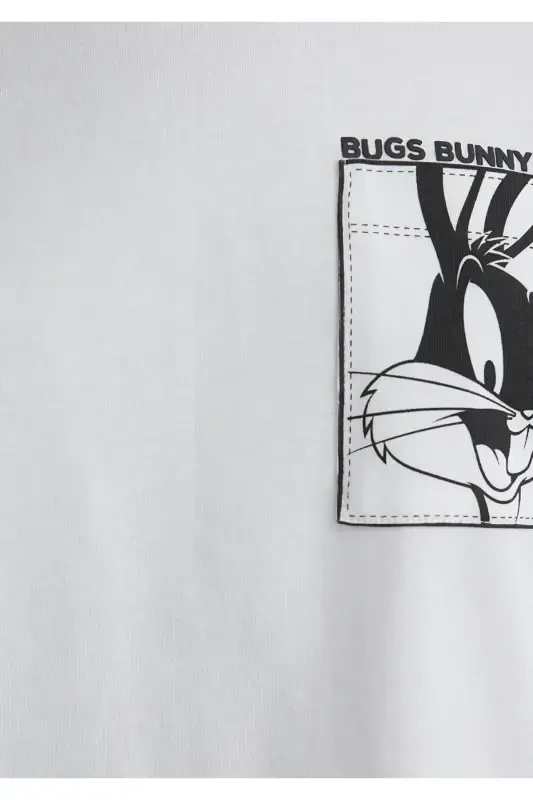 Bugs Bunny Printed White T-Shirt Crop Top - 6