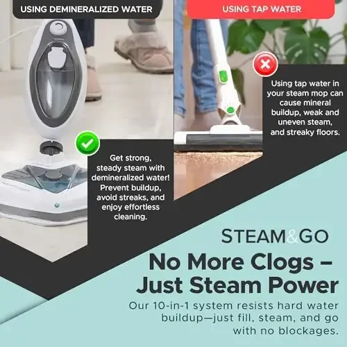 Steam and Go 10-in-1 Steam Mop - Multi-Functional Floor Steamer for Home Use w/Detergent Chamber, Detachable Handle & Handheld Cleaner for Tile, Grout, Hardwood, Upholstery, Carpets & Furniture - 6