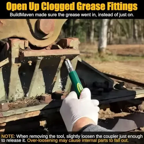 BuildMaven Grease Fitting Cleaning Tool -Grease Zerk Cleaner, Zerk Fitting Cleaning Tool, Remove Old Dried Grease from Fittings, Pins, Shafts, Bushings, and Joints (Green) - BUILDMAVEN (1)