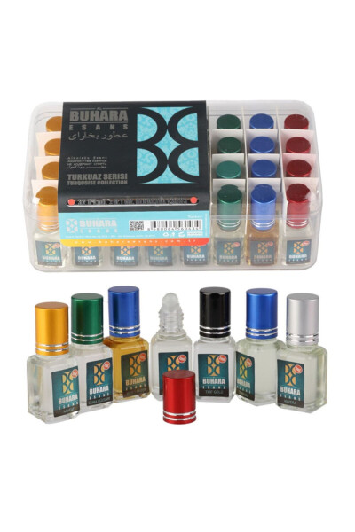 Bukhara Non-Alcoholic Essence - Turquoise Series 7 Ml - Gift for Hajj and Umrah - 32 Pieces - 2 Boxes - 1