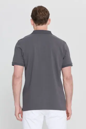 Buklamaydigan pike polo yoqali erkaklar antraseyt tishirti - antraseyt - 6