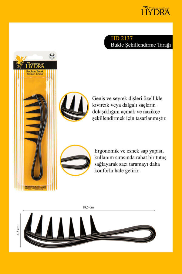 Bukle Tarağı Hd-2137 - Kıvırcık Saçlar Ve Dalgalı Saçlar , Karbon Gövdeli - 1