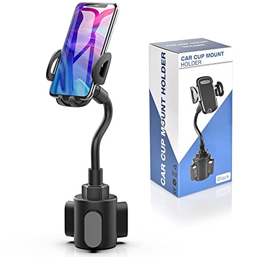 Phone Holders for Your Car, Cup Holder Phone Mount, Universal Adjustable Gooseneck Cup Holder Cradle Car Mount for iPhone 16/15/14/13/12/11/Pro Max/X/Xs/XsMax/8/8Plus,Samsung,Huawei,LG, Sony(Black) - bokilino