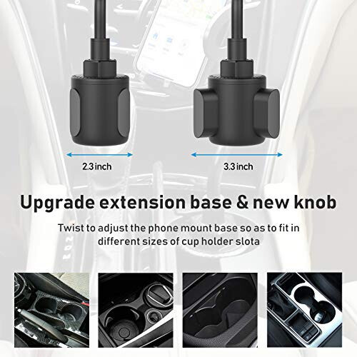Phone Holders for Your Car, Cup Holder Phone Mount, Universal Adjustable Gooseneck Cup Holder Cradle Car Mount for iPhone 16/15/14/13/12/11/Pro Max/X/Xs/XsMax/8/8Plus,Samsung,Huawei,LG, Sony(Black) - 5