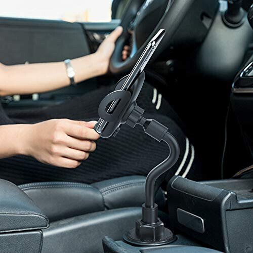 Phone Holders for Your Car, Cup Holder Phone Mount, Universal Adjustable Gooseneck Cup Holder Cradle Car Mount for iPhone 16/15/14/13/12/11/Pro Max/X/Xs/XsMax/8/8Plus,Samsung,Huawei,LG, Sony(Black) - 6