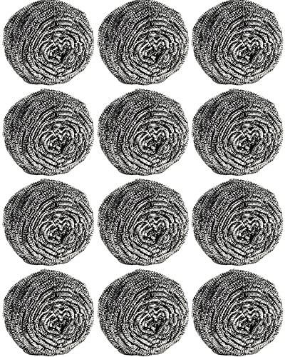 12Pcs Steel Wool Scrubber Pads for Cleaning Dishes, Pans, Pots, Ovens, Grills, Sinks - Stainless Steel Scrubbers for Kitchen, 12 Pack - 1