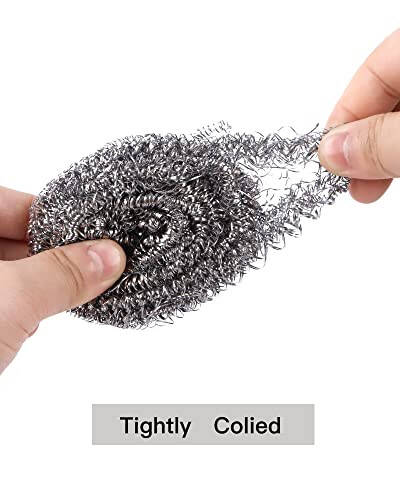12Pcs Steel Wool Scrubber Pads for Cleaning Dishes, Pans, Pots, Ovens, Grills, Sinks - Stainless Steel Scrubbers for Kitchen, 12 Pack - 3