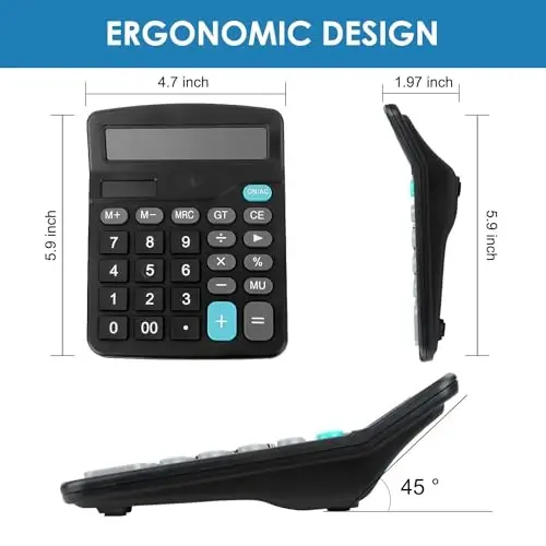 Bulexy 8 Pack Office Kalkulyatorlari Desktop, 12-Digit Solar Asosiy Desktop Kalkulyatori Dual Power Elektron Kalkulyatorlari Katta LCD Displey Ofis Uy va Maktab uchun Katta Tugma bilan - 3