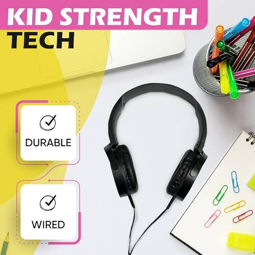 5 Pack Bulk Wired On-Ear Leather Headphones with 3.5mm Connector, Round Metal Housing, Multi - 1