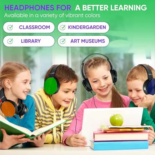 5 Pack Bulk Wired On-Ear Leather Headphones with 3.5mm Connector, Round Metal Housing, Multi - 6