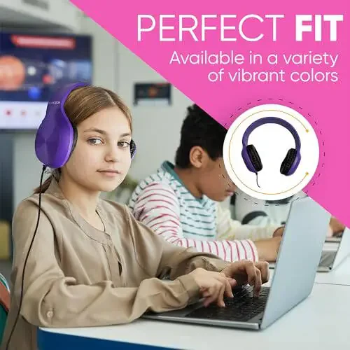 Bulktech Wired On-Ear Leather Headphones with 3.5mm Connector, Oval Metal Housing, Bulk Wholesale, 5 Pack, Assorted Colors - 2