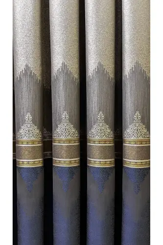 Bulletin Board Background Curtain Gray Navy Blue (Single Panel)-Gray Navy Blue 