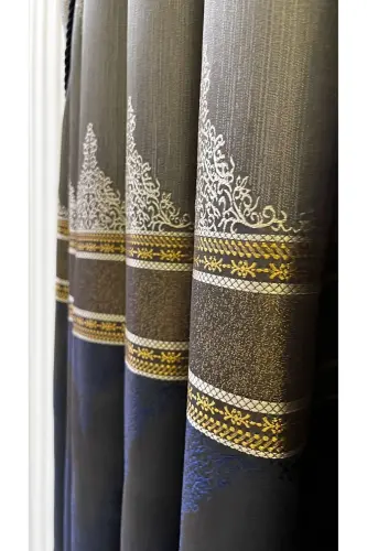 Bulletin Board Background Curtain Gray Navy Blue (Single Panel)-Gray Navy Blue - 6