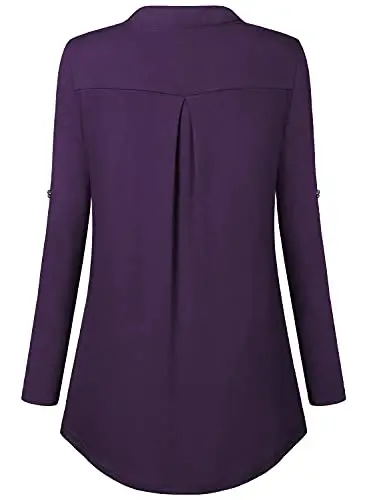 Bulotus 3/4 Length Sleeve Womens Striped Tops Zipper V Neck Collared Blouses Business Casual Tunics 2026 Spring Trendy - 5