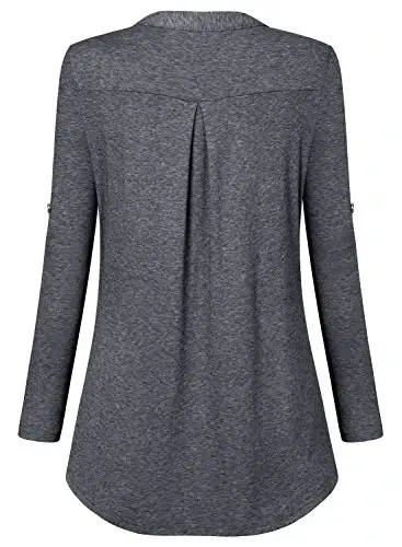 Bulotus Women's Zip Front V-Neck 3/4 Length Sleeve Womens Tops Business Casual Shirts - 4