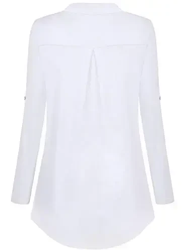 Bulotus Women's Zip Front V-Neck 3/4 Length Sleeve Womens Tops Business Casual Shirts - 4