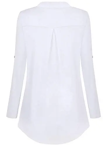 Bulotus Women's Zip Front V-Neck 3/4 Length Sleeve Womens Tops Business Casual Shirts - 4