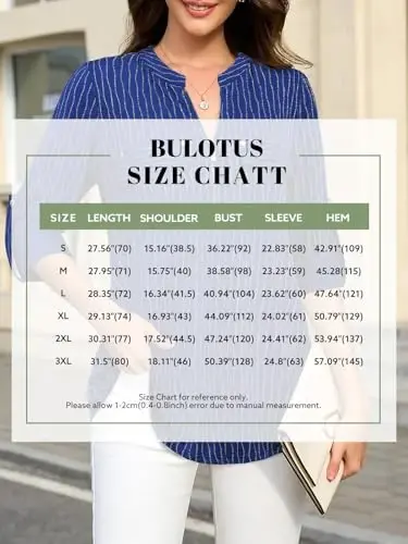 Bulotus Women's Zip Front V-Neck 3/4 Length Sleeve Womens Tops Business Casual Shirts - 6