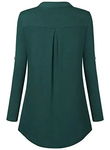 Bulotus Women's Zip Front V-Neck 3/4 Length Sleeve Womens Tops Business Casual Shirts - 4