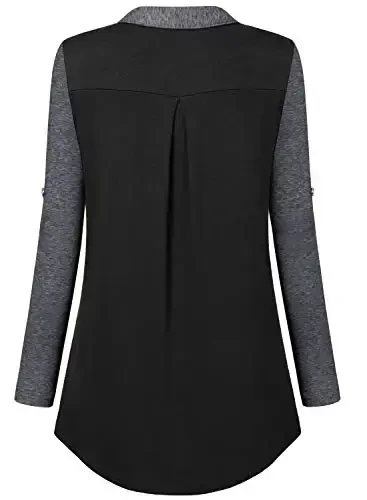 Bulotus Women's Zip Front V-Neck 3/4 Length Sleeve Womens Tops Business Casual Shirts - 4