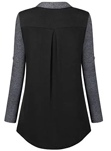 Bulotus Women's Zip Front V-Neck 3/4 Length Sleeve Womens Tops Business Casual Shirts - 4