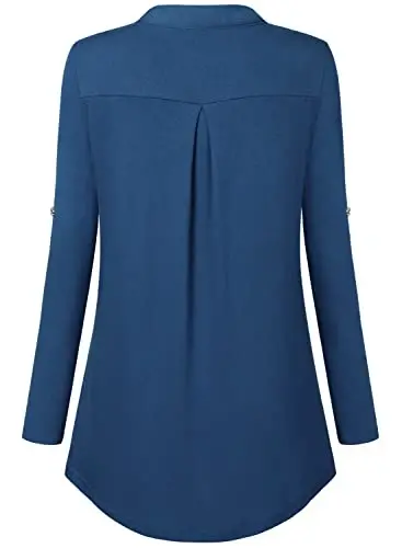 Bulotus Women's Zip Front V-Neck 3/4 Length Sleeve Womens Tops Business Casual Shirts - 4