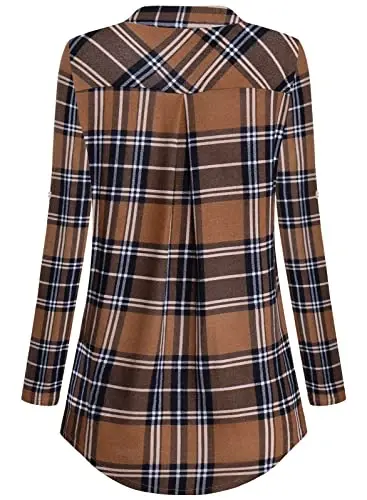 Bulotus Women's Zip Front V-Neck 3/4 Length Sleeve Womens Tops Business Casual Shirts - 4