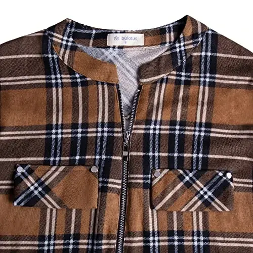 Bulotus Women's Zip Front V-Neck 3/4 Length Sleeve Womens Tops Business Casual Shirts - 5