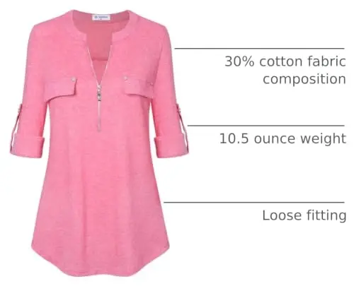 Bulotus 3/4 Length Sleeve Womens Striped Tops Zipper V Neck Collared Blouses Business Casual Tunics 2026 Spring Trendy - 1
