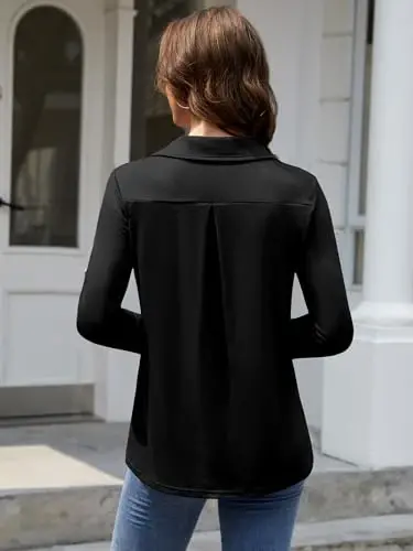 Bulotus Womens 3/4 Sleeve Tops Plus Size V Neck Zipper Business Casual Blouses for Office & Going Out Soft Knit Tunics, M-3XL - 5