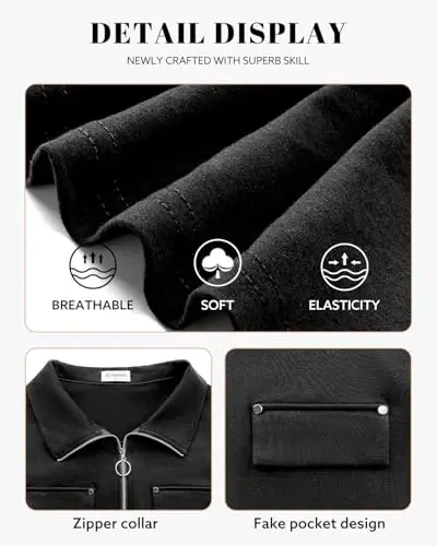 Bulotus Womens 3/4 Sleeve Tops Plus Size V Neck Zipper Business Casual Blouses for Office & Going Out Soft Knit Tunics, M-3XL - 6