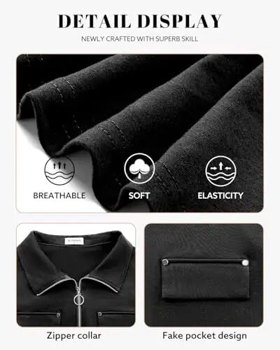 Bulotus Womens 3/4 Sleeve Tops Plus Size V Neck Zipper Business Casual Blouses for Office & Going Out Soft Knit Tunics, M-3XL - 6